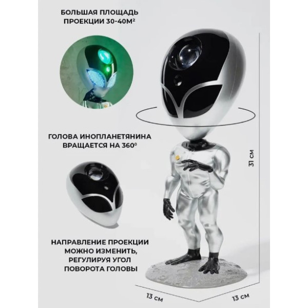 Лазерний проєктор зоряного неба ALIENSUN із записом голосу Світлодіодний нічник-прибусток із пультом