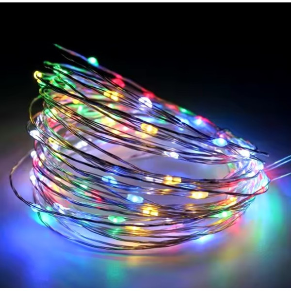 Світлодіодна гірлянда роса usb 10 м 100 LED, гірлянда нитка крапля роси на батарейках 10 метрів Різнобарвна