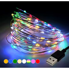 Світлодіодна гірлянда роса usb 10 м 100 LED, гірлянда нитка крапля роси на батарейках 10 метрів Різнобарвна