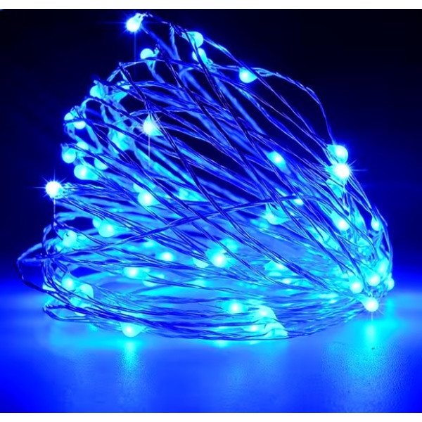 Світлодіодна гірлянда роса usb 10 м 100 LED, гірлянда нитка крапля роси на батарейках 10 метрів Синя