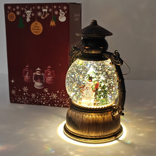 Новорічний музичний світильник зі снігом Куля Water Lantern 22 см ОО-943 ретро ліхтар з ефектом снігу