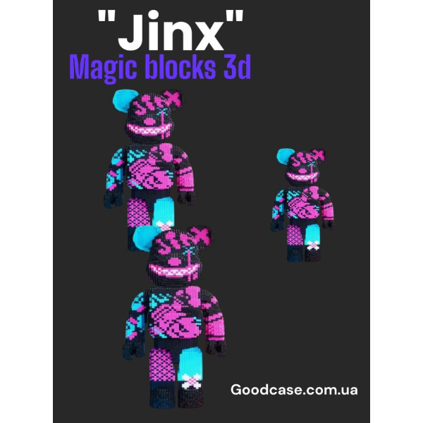 Конструктор Джинкс 40 см 3D Magic Blocks bearbrickв виде Jinx из мини-блоков, наноблок 3D конструкторы