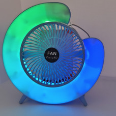 Портативний настільний вентилятор від usb з підвсіткою Desktop Fan з функцією нахилу і нічника, синій