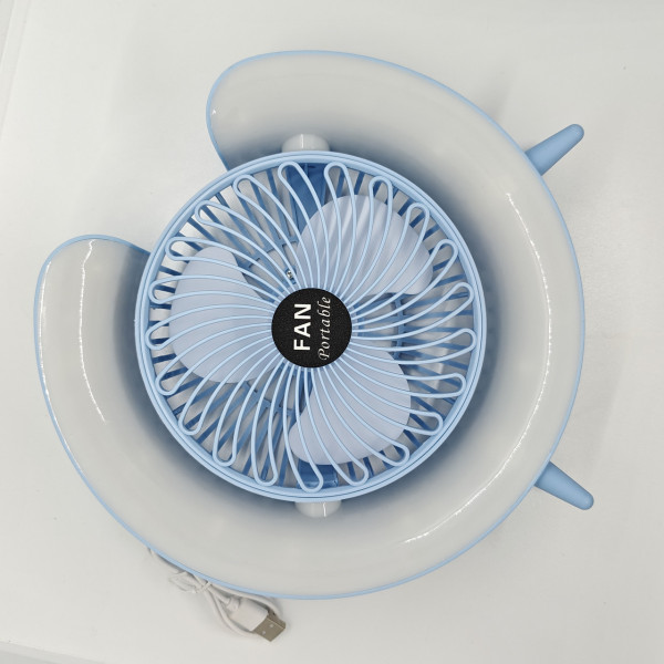 Портативний настільний вентилятор від usb з підвсіткою Desktop Fan з функцією нахилу і нічника, синій
