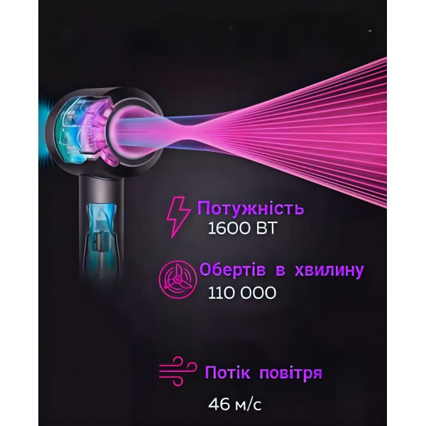 Фен стайлер 5в1 Super Hair Dryer 1600W, професійний безшумний фен з іонізацією та 5 насадками для укладання волосся