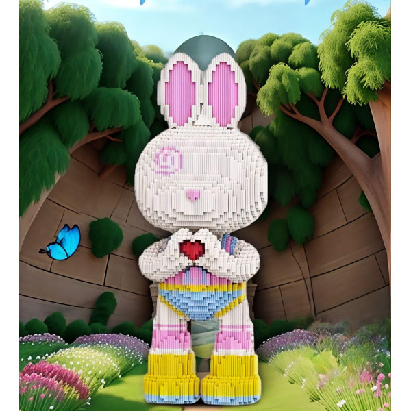 Конструктор 3Д Заєць із серцем 40 см MAGIC BLOCKS 4000+ деталей