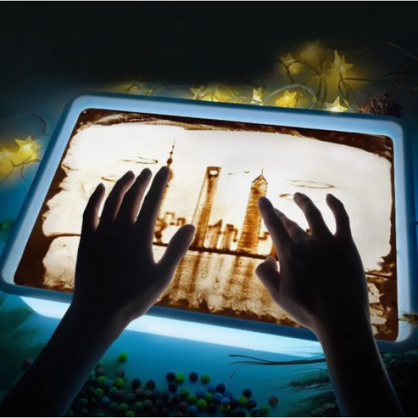 Планшет пісочний для анімації з LED-підсвіткою, дитячий пісочний стіл 27х39 см