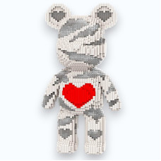 3D конструктор Ведмедик із серцем Magic Blocks BX-9091 (40 см, 2000+ деталей, інтер'єрна фігурка)