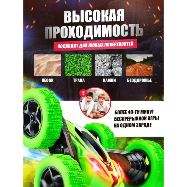 Трюкова дитяча машинка-перевертень на радіокеруванні stunt car exciter з пультом