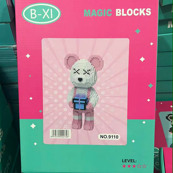 Конструктор 3D Magic Blocks у формі ведмедика Bearbrick "Kisses" з подарунком 3089 деталей