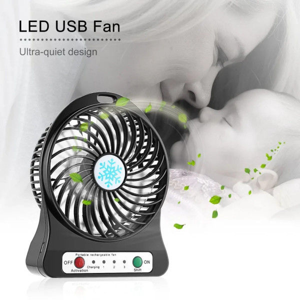 Вентилятор настільний usb Mini Fan з акумулятором, Портативний настільний вентилятор, мінівентилятор
