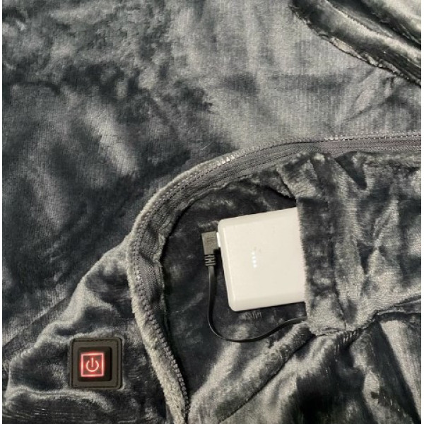 Плед із підігрівом USB на застібці 150 x 85 см, електрична ковдра від повербанка, плюшевий плед із підігрівом