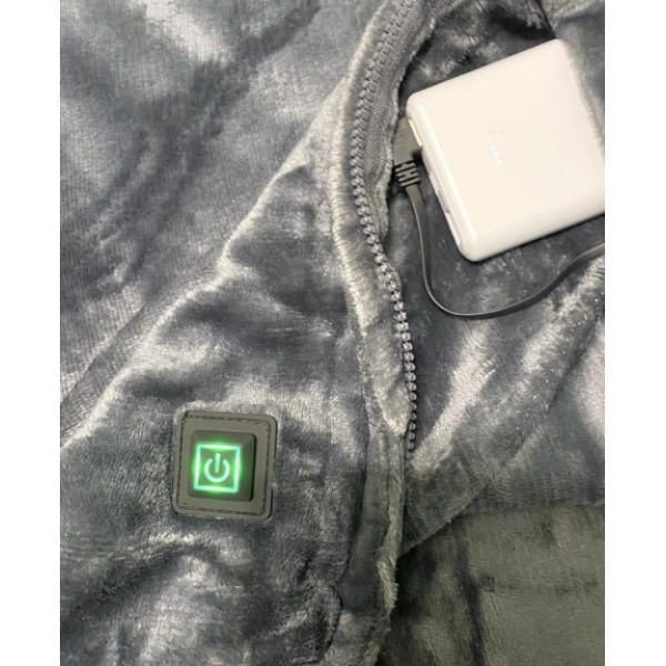 Плед із підігрівом USB на застібці 150 x 85 см, електрична ковдра від повербанка, плюшевий плед із підігрівом