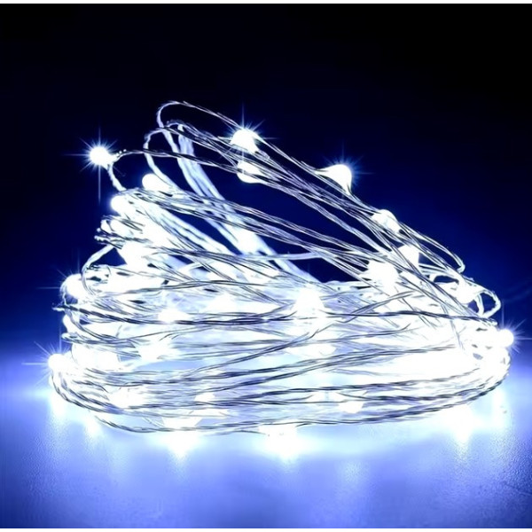 Світлодіодна гірлянда роса usb 10 метрів 100 LED, гірлянда нитка крапля роси на батарейках Білого кольору