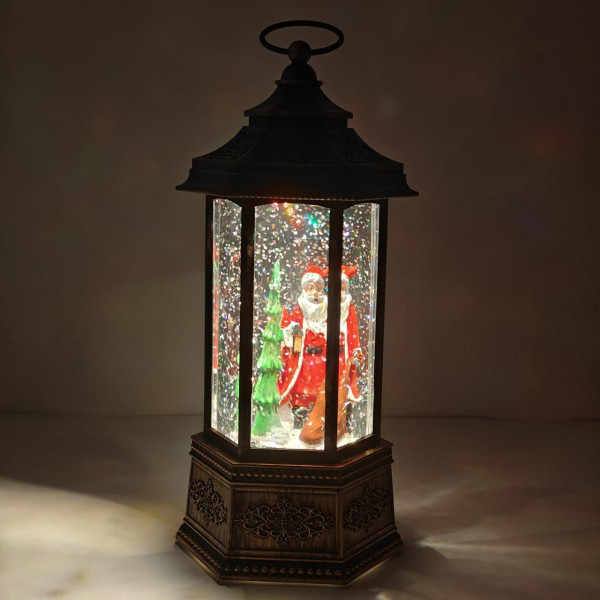 Новорічний музичний світильник зі снігом Water Lantern Замок 30 см ОО-91 ретро ліхтар з ефектом снігу