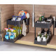 Этажерка на кухню и ванной 2 яруса с крючками Kitchen Storage Rack 34см Стеллаж в ванную чёрного цвета