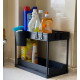 Этажерка на кухню и ванной 2 яруса с крючками Kitchen Storage Rack 34см Стеллаж в ванную чёрного цвета