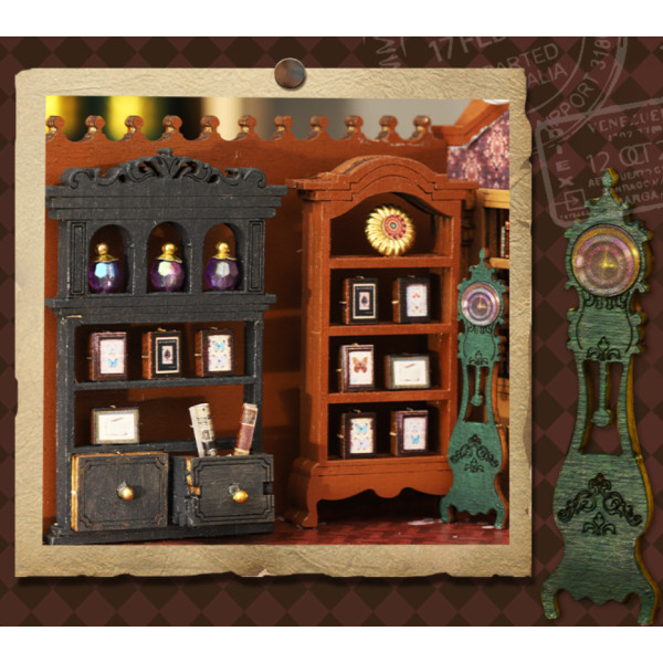 Румбокс «Сутінковий книжковий магазин» ES-017 з підсвічуванням DIY Dollhouse Kit | Інтер'єрний 3D-конструктор