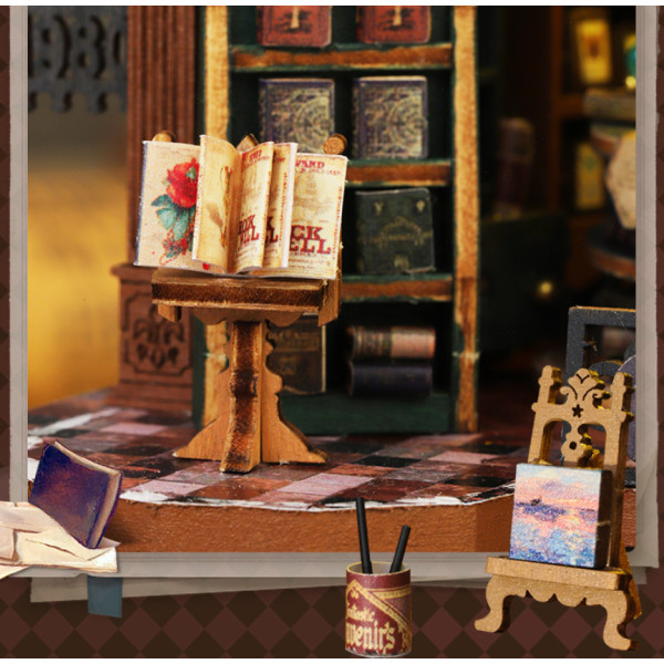 Румбокс «Сутінковий книжковий магазин» ES-017 з підсвічуванням DIY Dollhouse Kit | Інтер'єрний 3D-конструктор