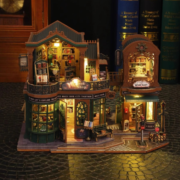 Румбокс «Сутінковий книжковий магазин» ES-017 з підсвічуванням DIY Dollhouse Kit | Інтер'єрний 3D-конструктор