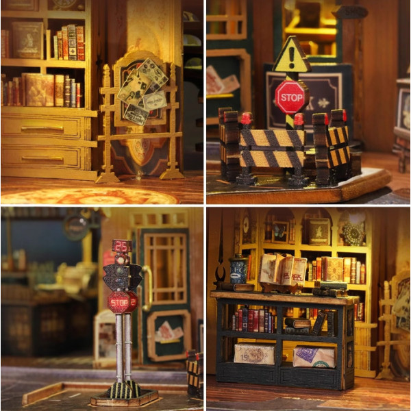 Румбокс «Сутінковий книжковий магазин» ES-017 з підсвічуванням DIY Dollhouse Kit | Інтер'єрний 3D-конструктор
