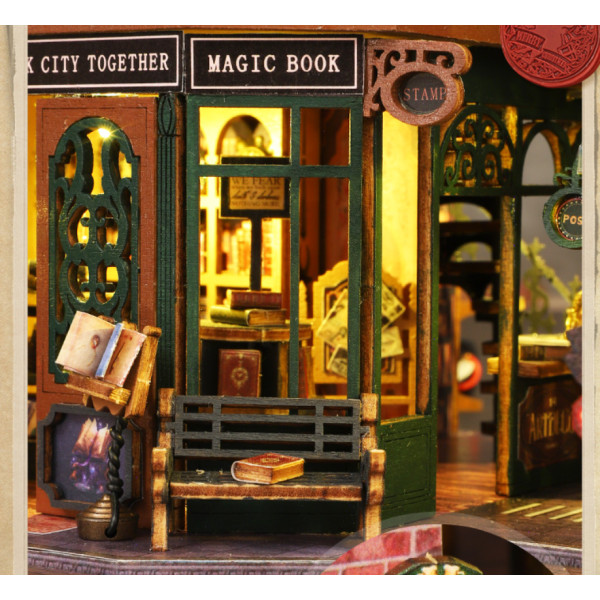 Румбокс «Сутінковий книжковий магазин» ES-017 з підсвічуванням DIY Dollhouse Kit | Інтер'єрний 3D-конструктор