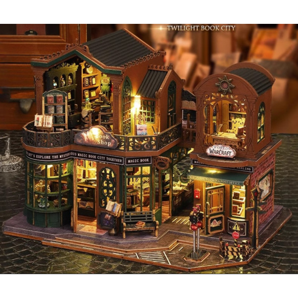 Румбокс «Сутінковий книжковий магазин» ES-017 з підсвічуванням DIY Dollhouse Kit | Інтер'єрний 3D-конструктор