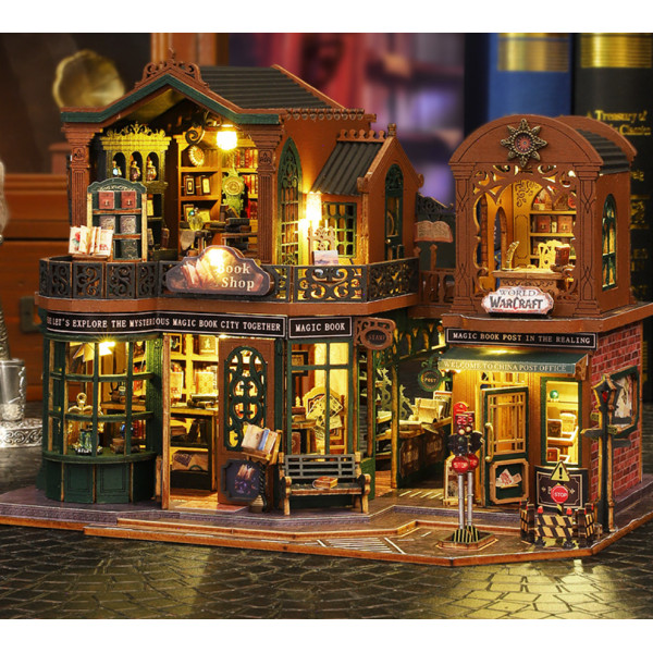 Румбокс «Сутінковий книжковий магазин» ES-017 з підсвічуванням DIY Dollhouse Kit | Інтер'єрний 3D-конструктор