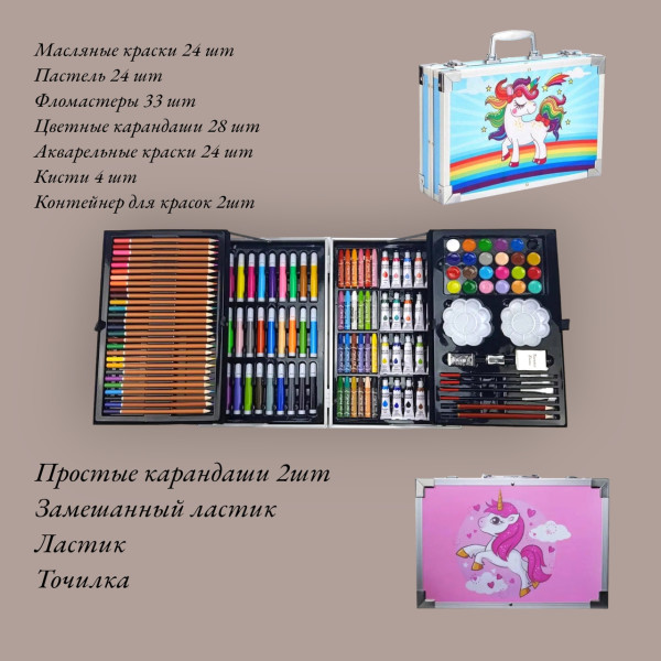 Набір для малювання та творчості рожевий єдиноріг поні 145 Предметів Блакитний