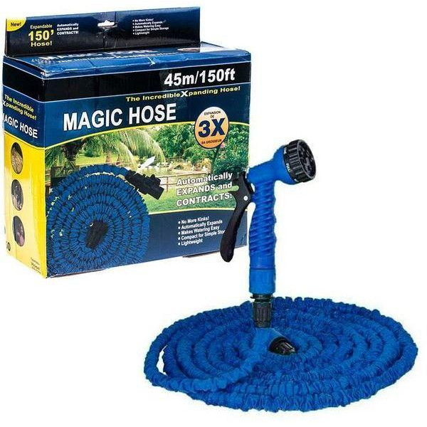 Поливальний шланг 45 метрів Magic Hose — саморозтягувальний, гнучкий, з розпилювачем для саду та городу