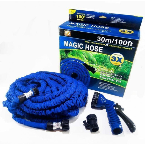 Поливальний шланг 30 метрів Magic Hose — саморозтягувальний, гнучкий, з розпилювачем для саду та городу