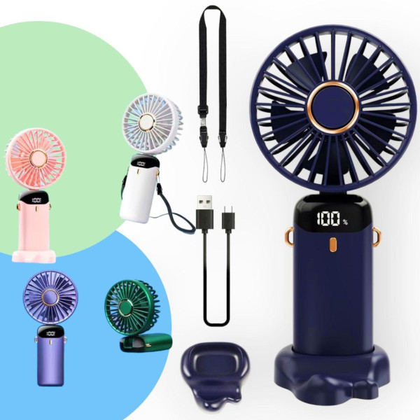 Вентилятор ручний 5 режимів USB Mini Fan, мінівентилятор з акумулятором, Кишеньковий вентилятор маленький