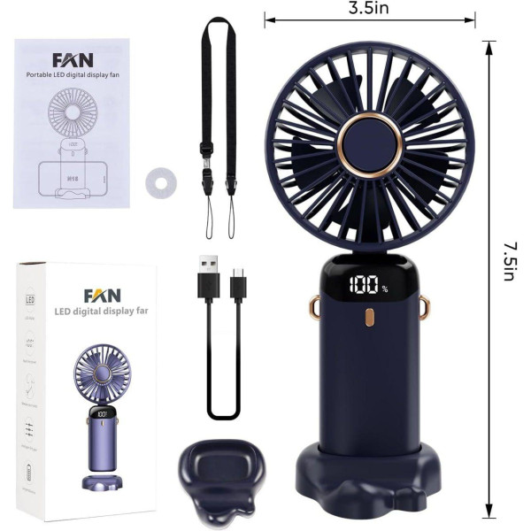 Вентилятор ручний 5 режимів USB Mini Fan, мінівентилятор з акумулятором, Кишеньковий вентилятор маленький