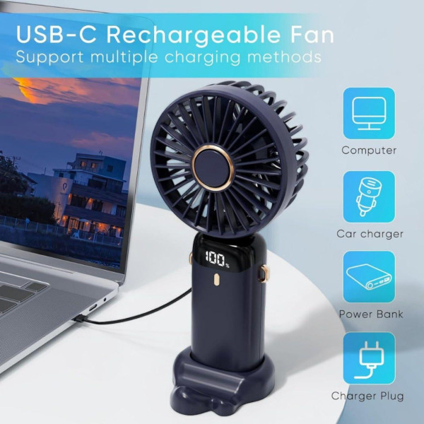 Вентилятор ручний 5 режимів USB Mini Fan, мінівентилятор з акумулятором, Кишеньковий вентилятор маленький
