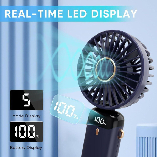 Вентилятор ручний 5 режимів USB Mini Fan, мінівентилятор з акумулятором, Кишеньковий вентилятор маленький