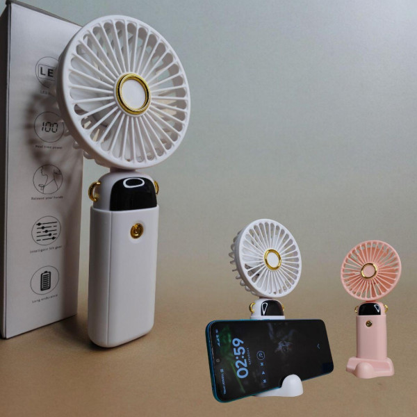Вентилятор ручний 5 режимів USB Рожевий, мінівентилятор з акумулятором, карманний вентилятор маленький