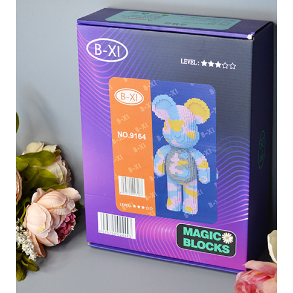 Конструктор Magic Blocks 4300 деталей у формі ведмедика в пастельних тонах, Конструктор 3д наноблок