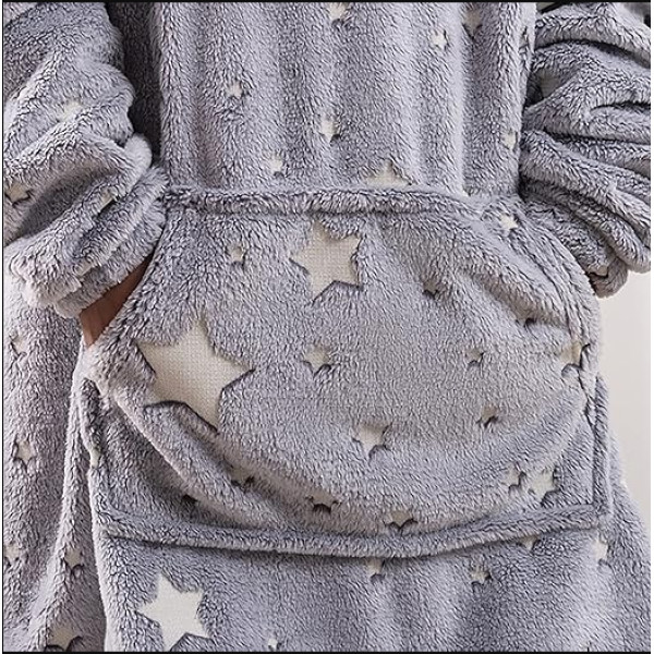 Світний у темряві плед-толстовка з рукавамиHuggle Hoodie Stars Lumi, оверсайз, 80х80 см