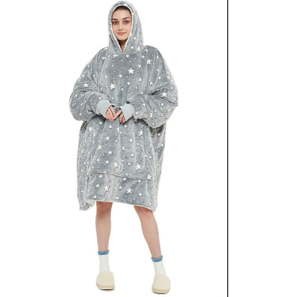 Світний у темряві плед-толстовка з рукавамиHuggle Hoodie Stars Lumi, оверсайз, 80х80 см