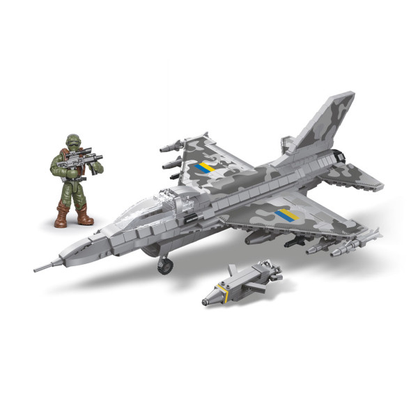 Ігровий набір конструктор військовий літак F16, винищувач ЗСУ Storm Shadow, 777 деталей, Kids Bricks