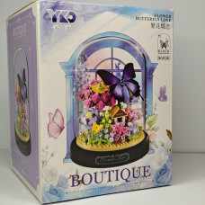 Конструктор у колбі з підсвіткою Balody Butterfly Dancing 582 деталі, Блоковий 3д конструктор Бузковий метелик