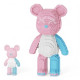 Конструктор у формі ведмедика 40 см рожевий із блакитним 3d Magic Blocks bearbrick із блоків, наноблок 3D конструктори