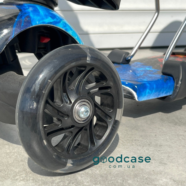 Триколісний самокат Scooter 5 в 1 з батьківською ручкою для дітей від 1 до 8 років, сидінням і світловими колесами