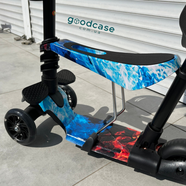 Триколісний самокат Scooter 5 в 1 з батьківською ручкою для дітей від 1 до 8 років, сидінням і світловими колесами