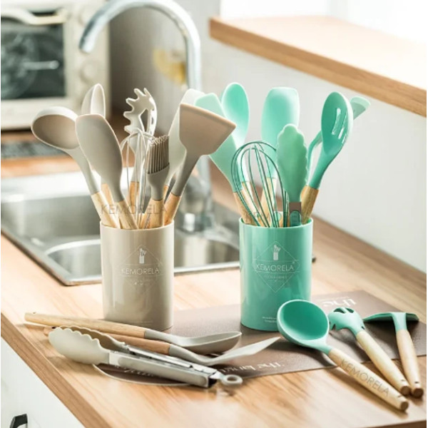 Набір кухонних речей Kitchen Set 12 предметів універсальний силіконовий органайзер з підставкою