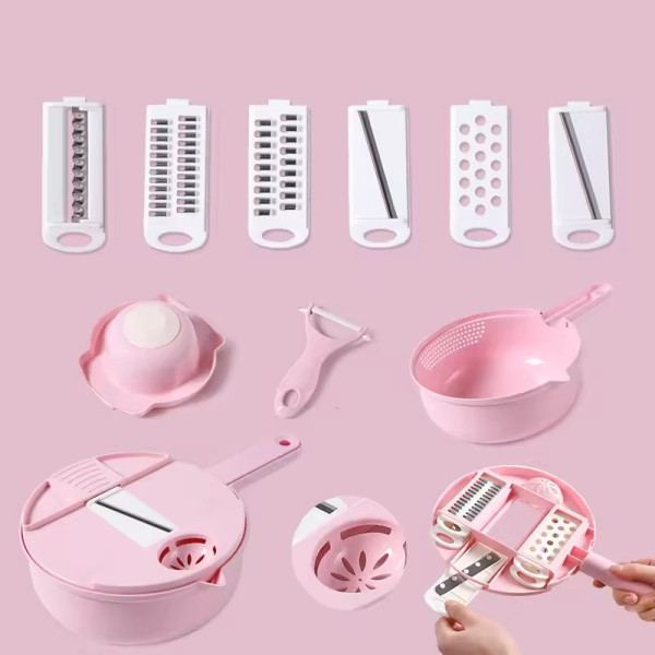 Овочерізка з контейнером New basket cutter 12в1 Багатофункціональна ручна терка для нарізки та шатківниці