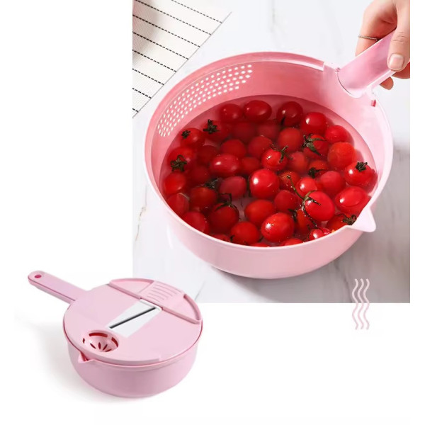 Овочерізка з контейнером New basket cutter 12в1 Багатофункціональна ручна терка для нарізки та шатківниці