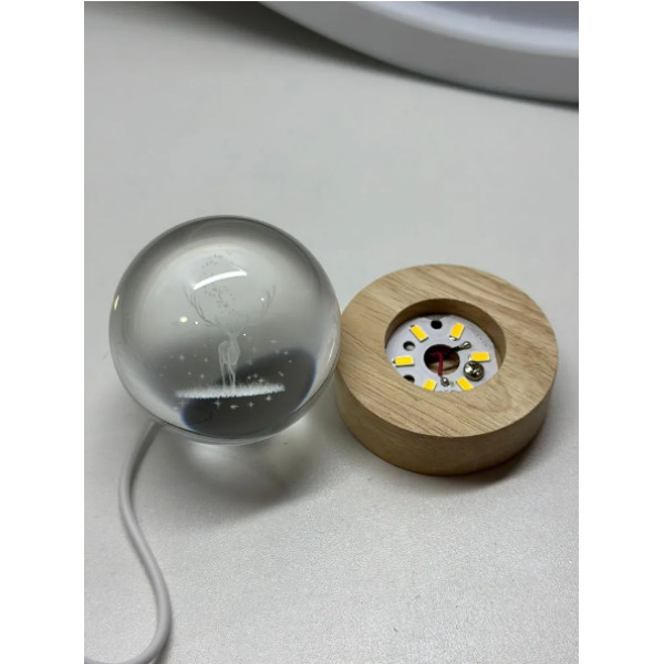 Світлодіодна велика 3D кришталева куля 8 см нічник USB для дітей, декоративний світильник із проєкцією