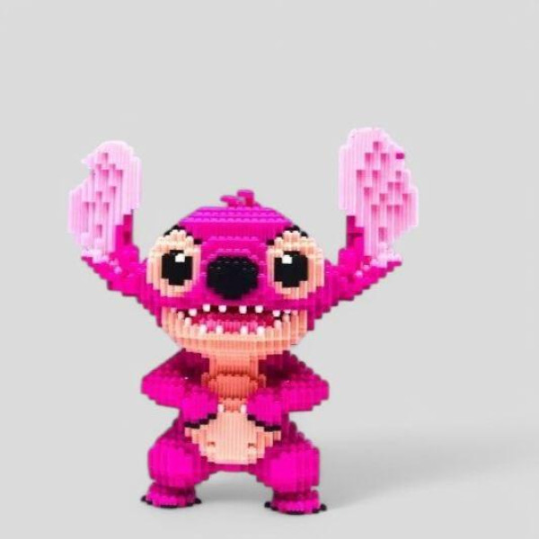 Конструктор Стіч Angel рожевий дитячий 33 см із блоків 3D Magic Blocks, наноблок 3D конструктори