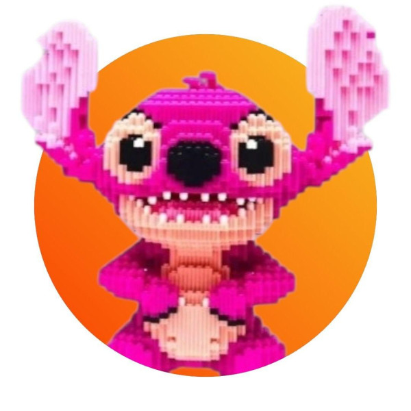 Конструктор Стіч Angel рожевий дитячий 33 см із блоків 3D Magic Blocks, наноблок 3D конструктори